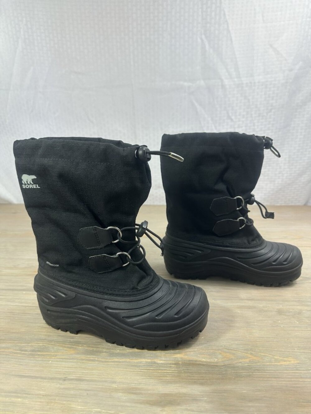 Sorel Youth Super Trooper Black Boots Kids 3 Waterproof Winter EUC